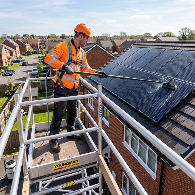 Professional Solar Cleaning on Mobile Access Tower